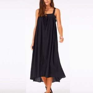 XiRENA Kynsley Black Cotton Sleeveless Tie Front Shift Midi Dress Size XS